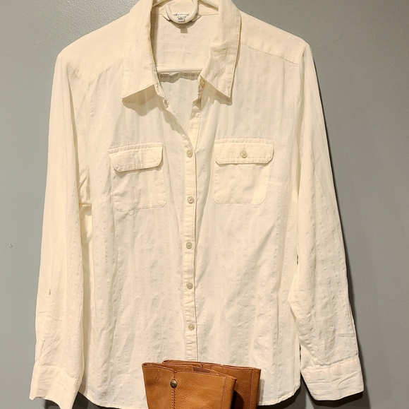 Vintage White Blouse Croft & Barrow L - Picture 5 of 6